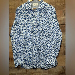 TED BAKER Endurance Button Down Men’s size 16 34/35 Blue Floral Dress Shirt